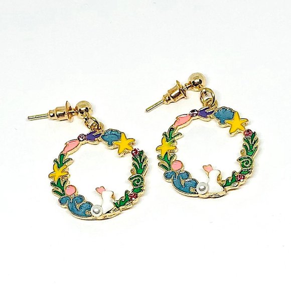 ❤️HP❤️New! Rabbit Rhinestones Hoop Wreath Earrings - Picture 4 of 5